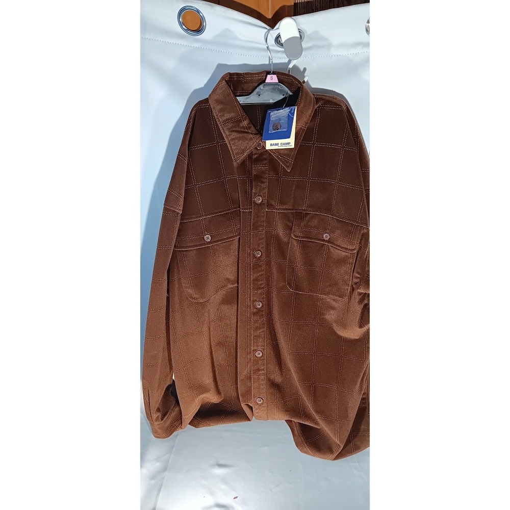 Base Camp 2XL Brown Plaid Long Sleeve Button Up Shirt Menswear New with Tags